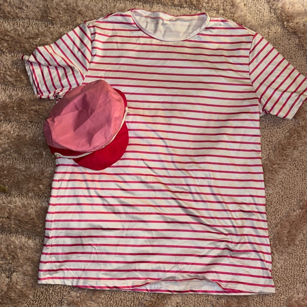 NWT Pink Striped Shirt (& matching sailor hat)